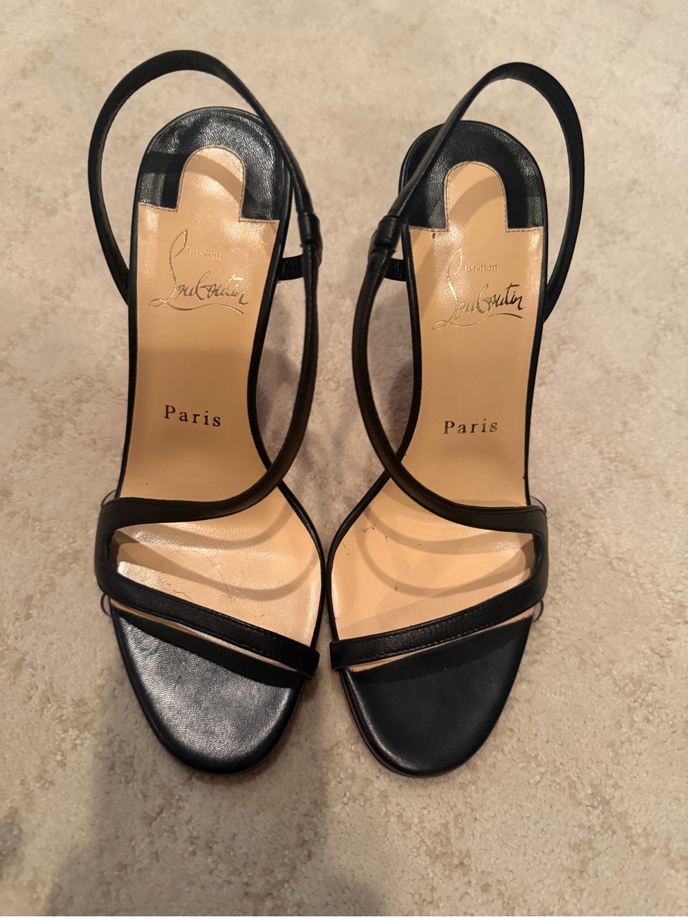 Christian Louboutin Black Leather Slingback Heels